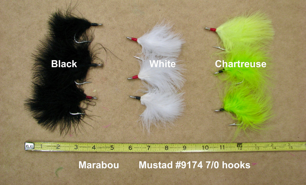 Dressed tail hooks. Marabou.