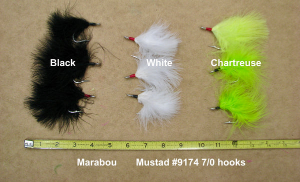 Dressed tail hooks. Marabou.
