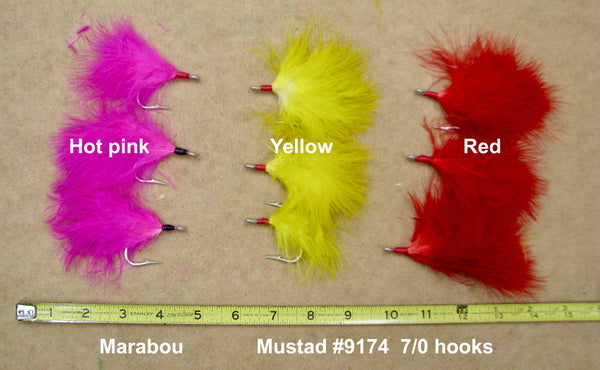 Dressed tail hooks. Marabou.