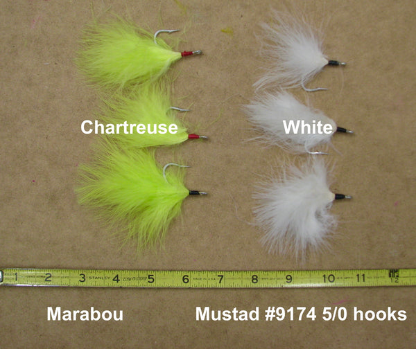 Dressed tail hooks. Marabou.