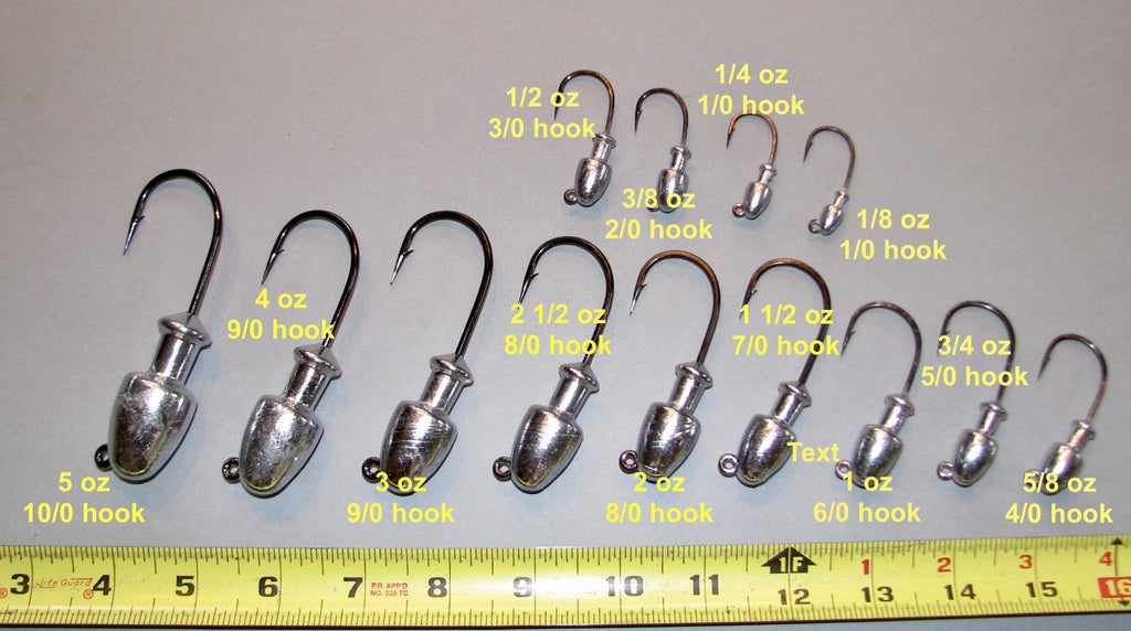 Bullet Jig Head 5 oz (Hook Size 9/0) 2 Jigheads - Canal Bait and Tackle