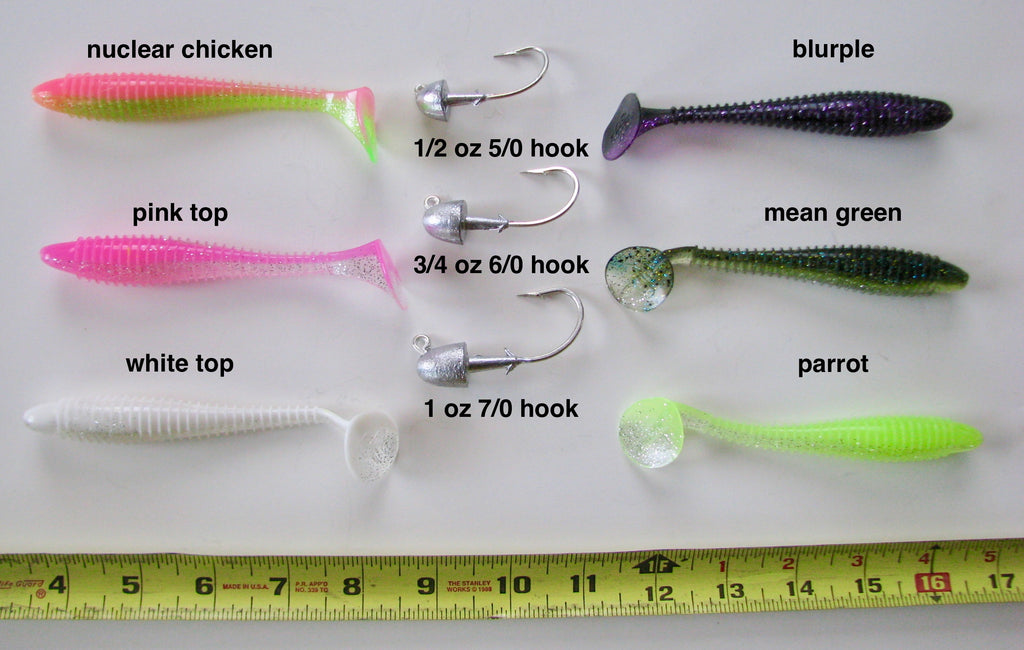 5 Paddle Tail Grubs and Bullet Jig Head combo – TinMan Tackle